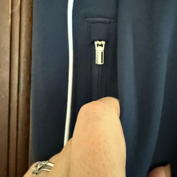 ATHLETA | Navy Blue Venice Wide Leg Track Pants with Side Stripe | Extra Large - Picture 6 of 8